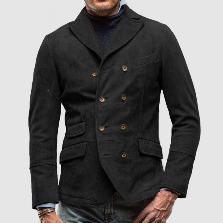 Herren modische Lederjacke mit doppelter Knopfleiste und praktischen Taschen Drune