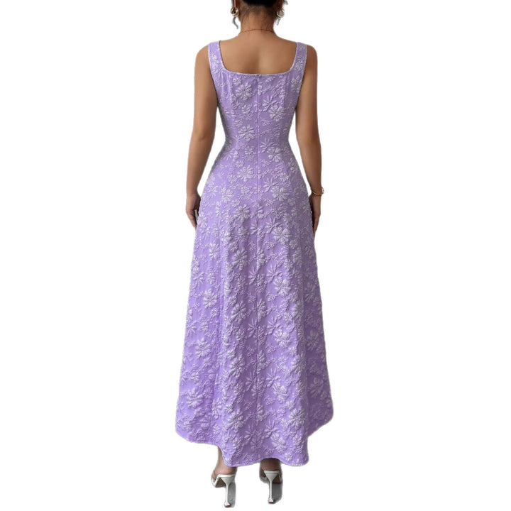 Damen Elegantes Maxikleid mit floralem Design und Quadrat-Ausschnitt Drune