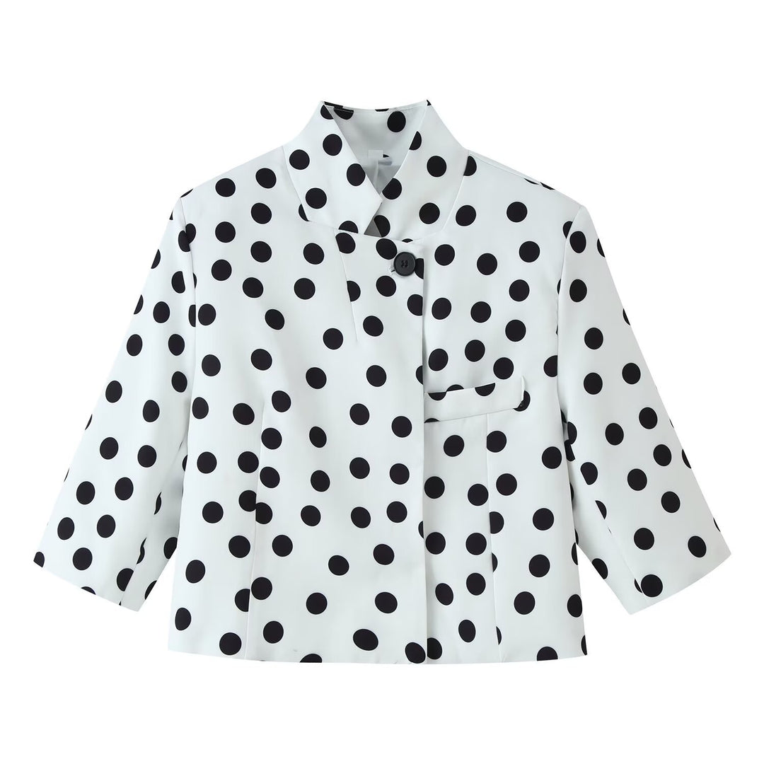 Damen Boxy-Kurzjacke mit Stehkragen und dreiviertelärmeln Drune