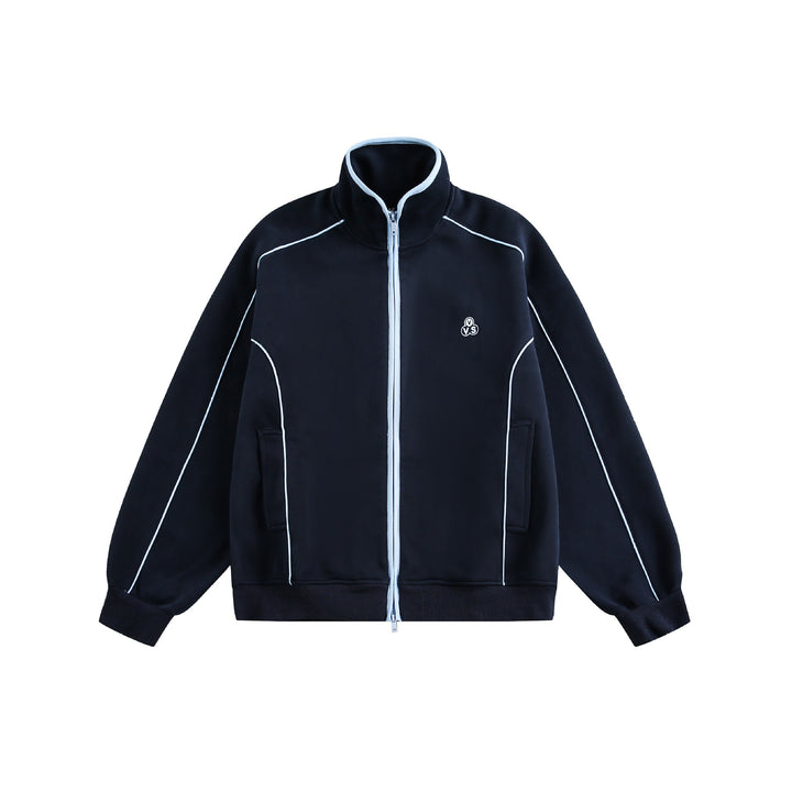 Damen Oversize-Sweatjacke mit Stehkragen und Zwei-Wege-Reißverschluss Drune