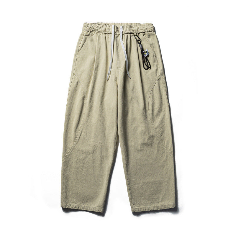 Herren Leichte Loose‑Fit Leinen‑Baumwoll‑Freizeithose mit elastischem Bund, Kordelzug und Utility‑Taschen Drune