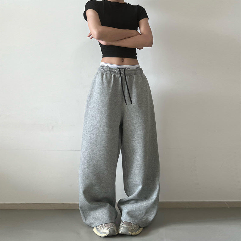 Damen Extraweite High‑Waist Sweathose aus Baumwollmix mit Tunnelzug Drune