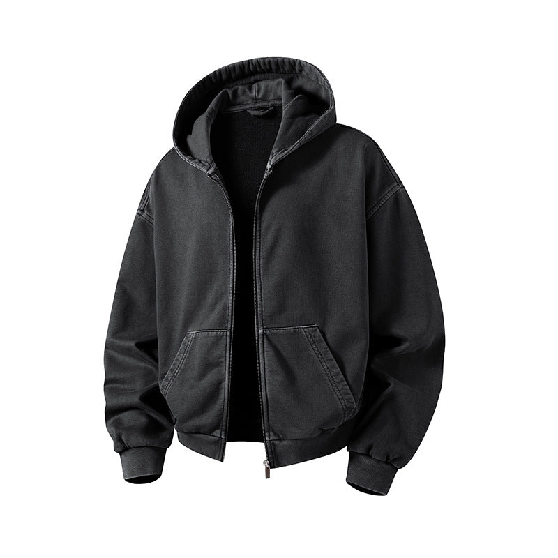 Herren Oversize Kapuzenjacke mit durchgehendem Reißverschluss, fleecegefüttert, Kängurutaschen & gerippten Bündchen Drune