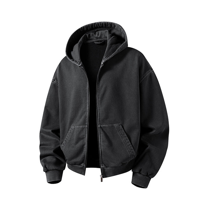 Herren Oversize Kapuzenjacke mit durchgehendem Reißverschluss, fleecegefüttert, Kängurutaschen & gerippten Bündchen Drune