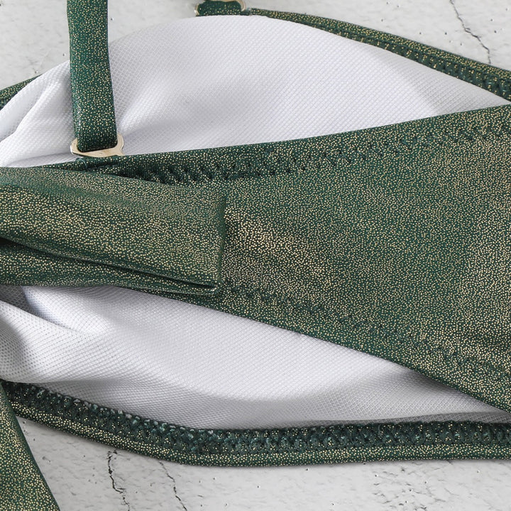 Damen Bikini-Set mit modischem Wickeldesign und glänzenden Akzenten Drune