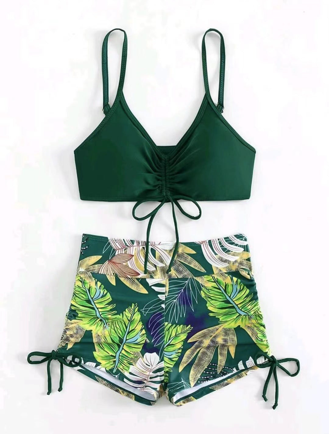 Damen Zweiteiliges Bikini-Set mit sportlichem Oberteil und hochgeschnittenen Shorts Drune