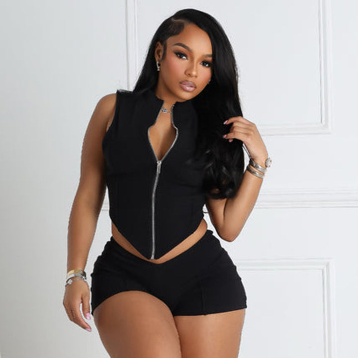 Damen Crop-Top mit Reißverschluss und taillierter Passform Drune