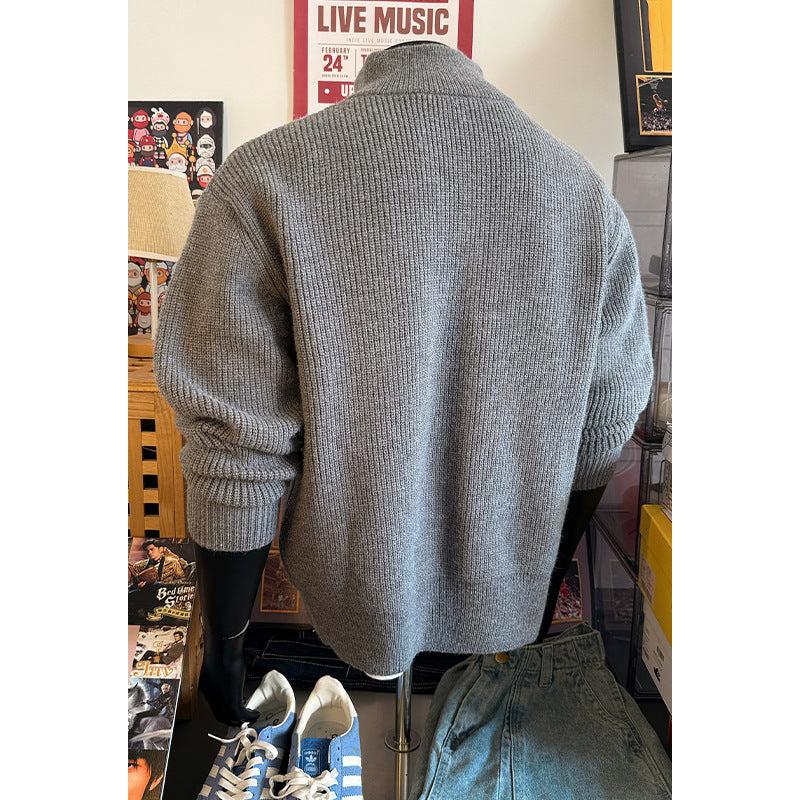 Herren Modischer Strickpullover mit hohem Kragen Drune