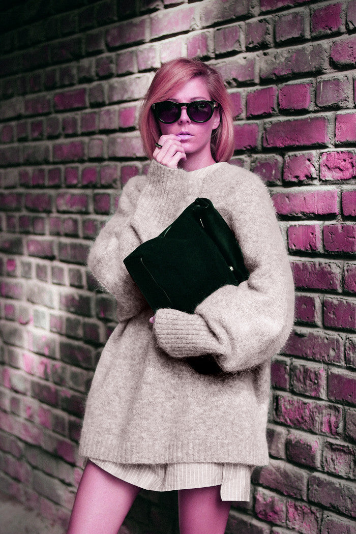 Damen Oversized Strickpullover mit hohem Kragen und weichen Ärmeln Drune