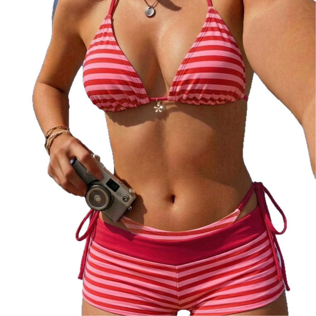 Damen Bikini-Set mit verstellbaren Trägern und hochgeschnittener Shorts Drune