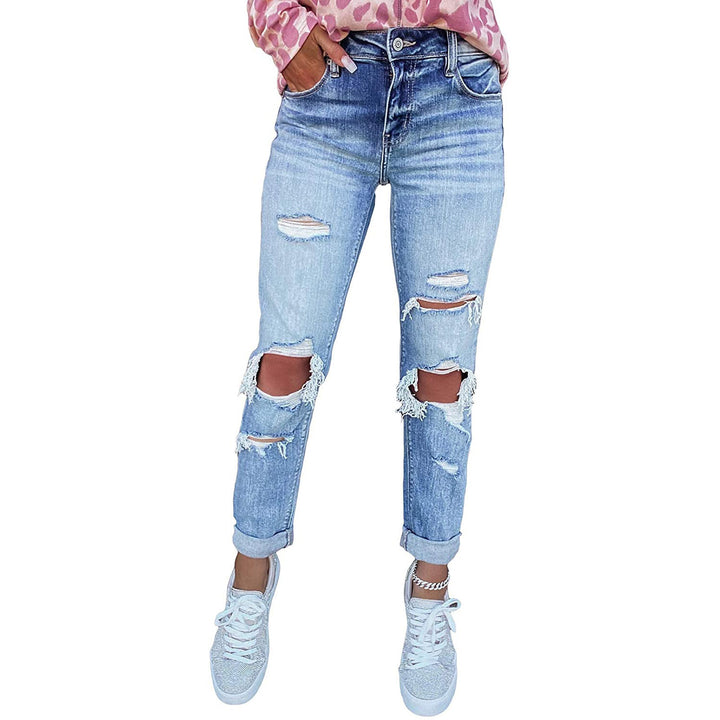 Femme High-Rise Distressed Boyfriend Jeans Drune
