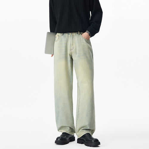 Herren Locker geschnittene Denim-Jeans mit weitem Bein und soften Vintage-Fade Drune