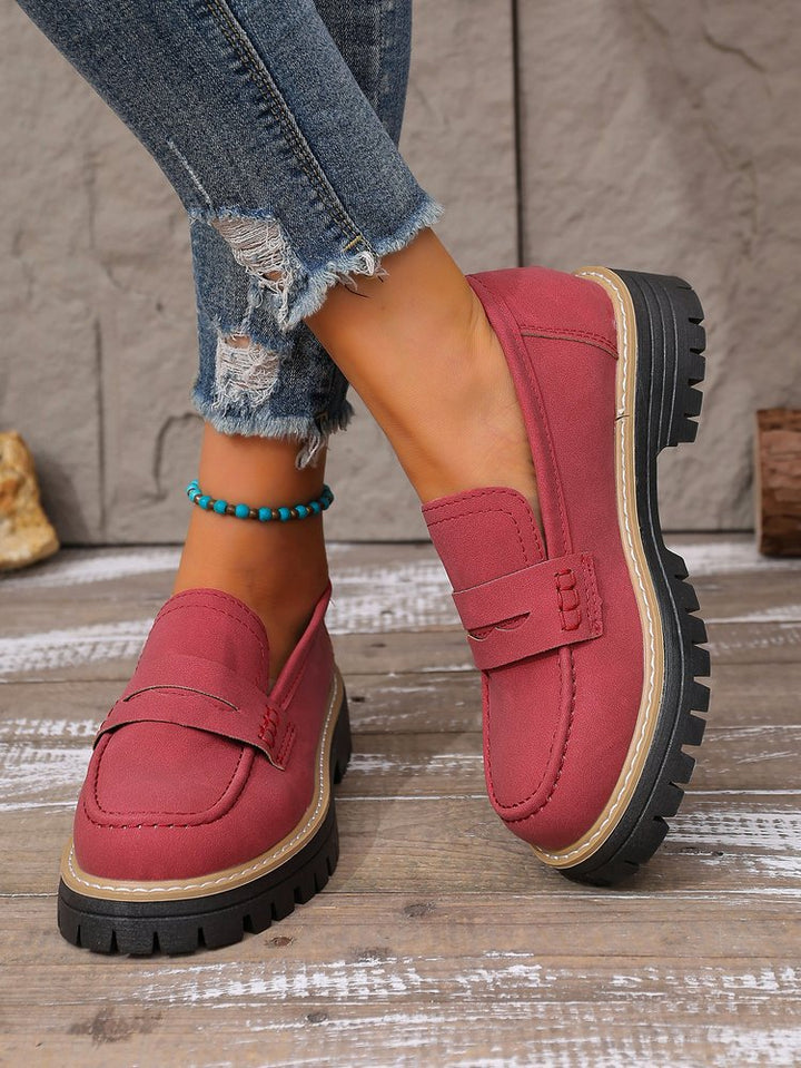 Damen Plateau-Loafer mit profilierter Gummisohle und Mokassin-Detail Drune