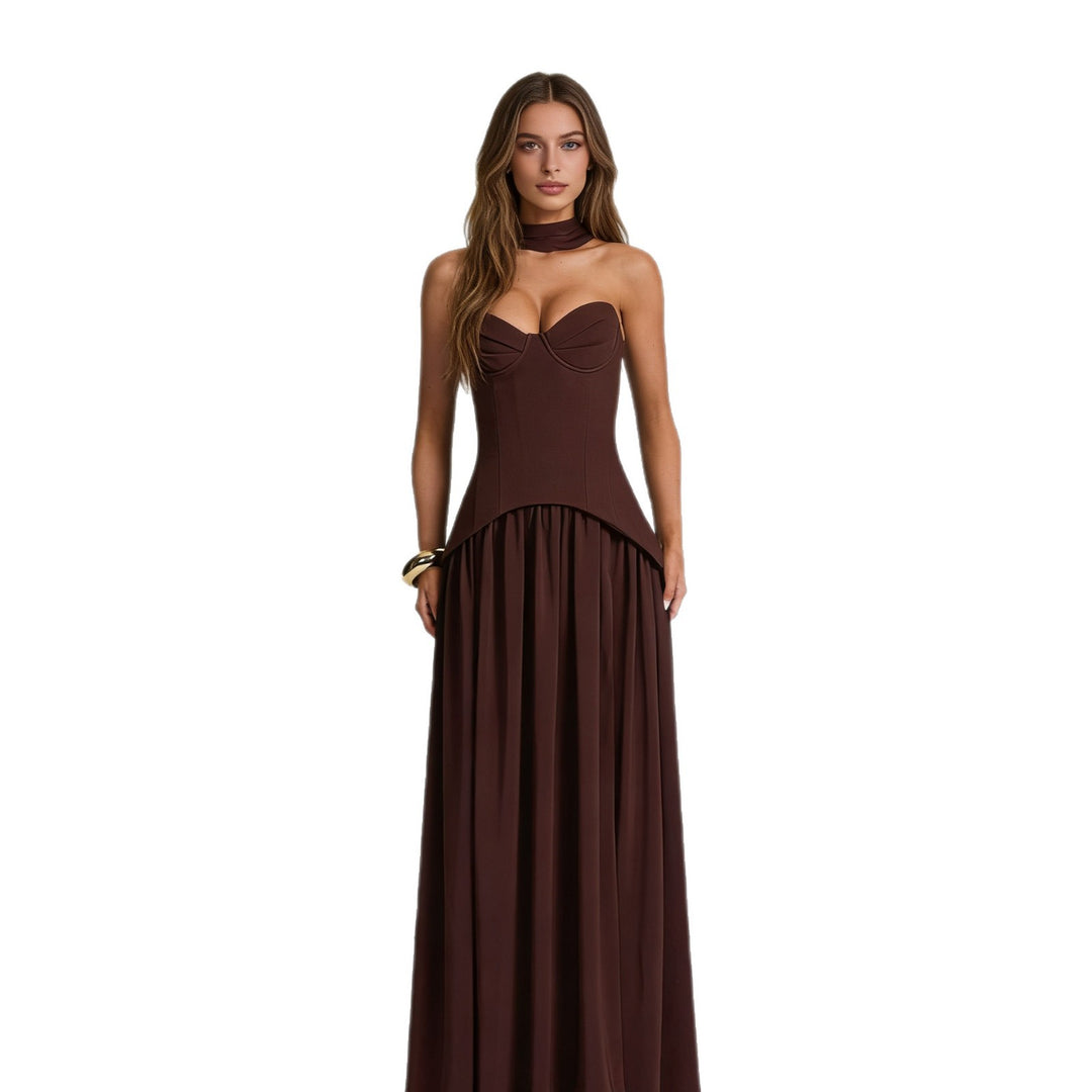 Damen Glamouröses Abendkleid mit schulterfreiem Design und exquisite Drapierung Drune