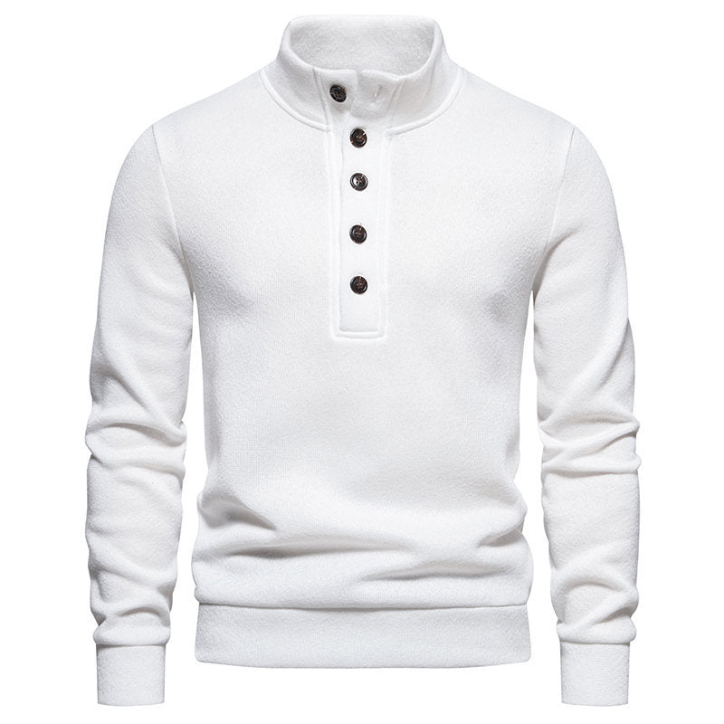 Herren Komfortabler Feinstrick-Pullover mit Knopfleiste und Stehkragen Drune