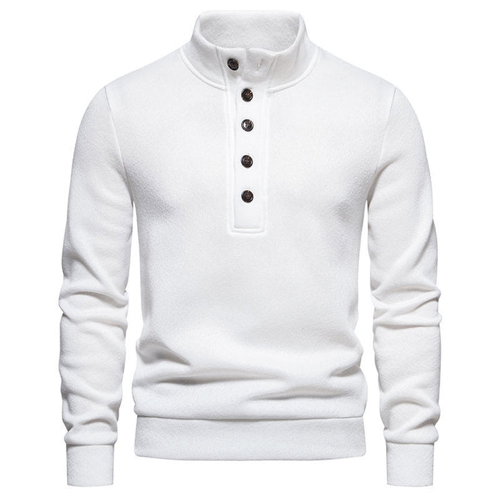 Herren Komfortabler Feinstrick-Pullover mit Knopfleiste und Stehkragen Drune