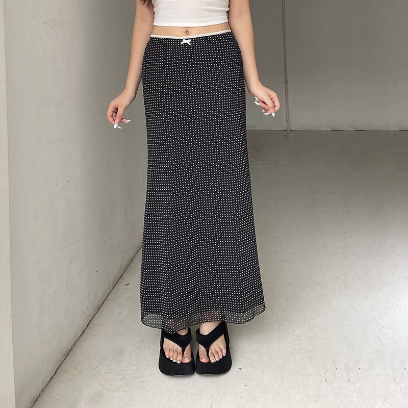 Damen Maxirock mit elegantem Punktmuster und bequemem Elastikbund Drune