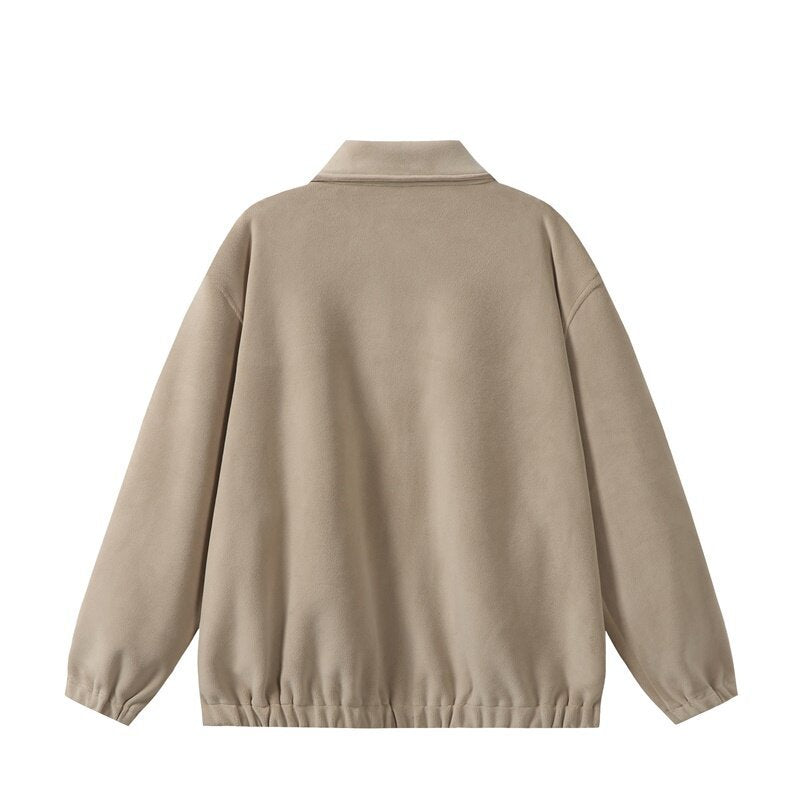 Unisex Fleece‑Blousonjacke im Boxy‑Cut mit Hemdkragen, durchgehendem Reißverschluss und elastischem Saum Drune