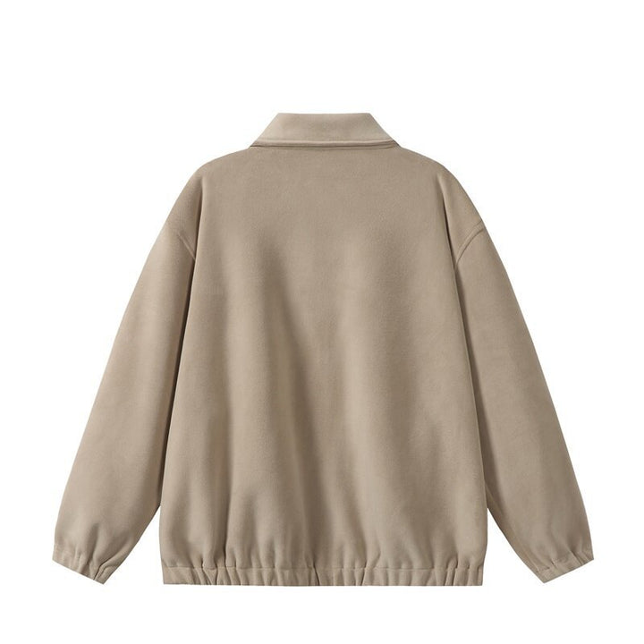 Unisex Fleece‑Blousonjacke im Boxy‑Cut mit Hemdkragen, durchgehendem Reißverschluss und elastischem Saum Drune