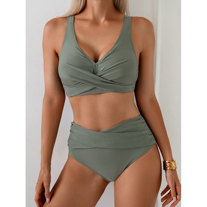 Damen Hochtailliertes Bikini-Set mit gerafftem Oberteil und verstärktem Bund Drune