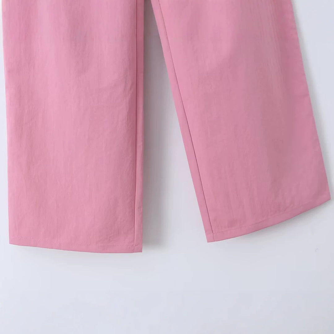 Damen Hochtaillierte weite Bundfaltenhose mit Bügelfalte und Eingrifftaschen Drune