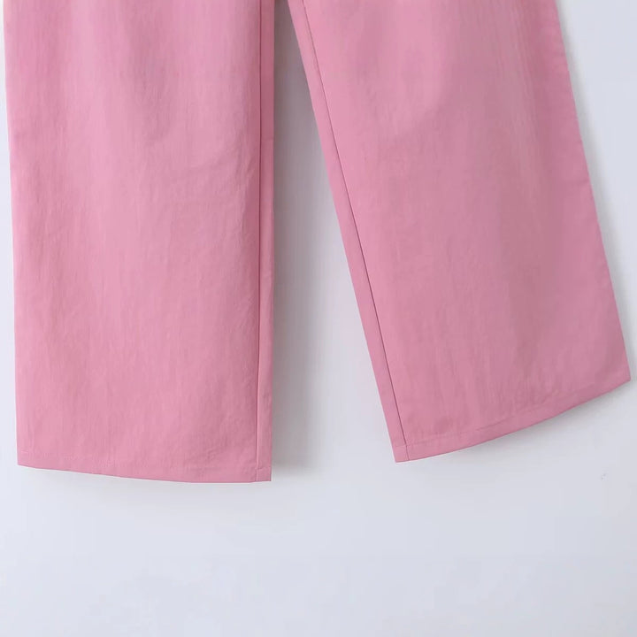 Damen Hochtaillierte weite Bundfaltenhose mit Bügelfalte und Eingrifftaschen Drune