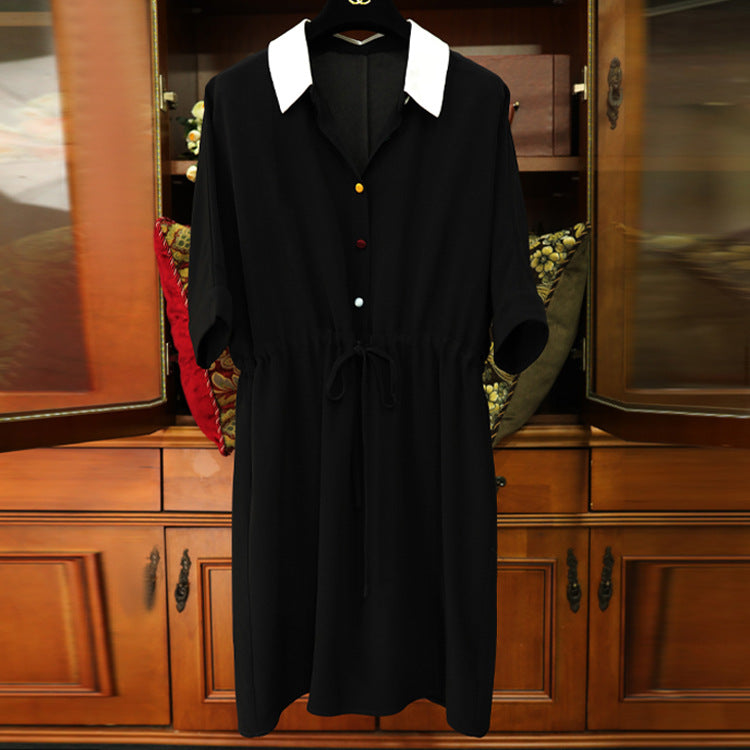Damen Modisches Hemdkleid mit Taillenzug Drune