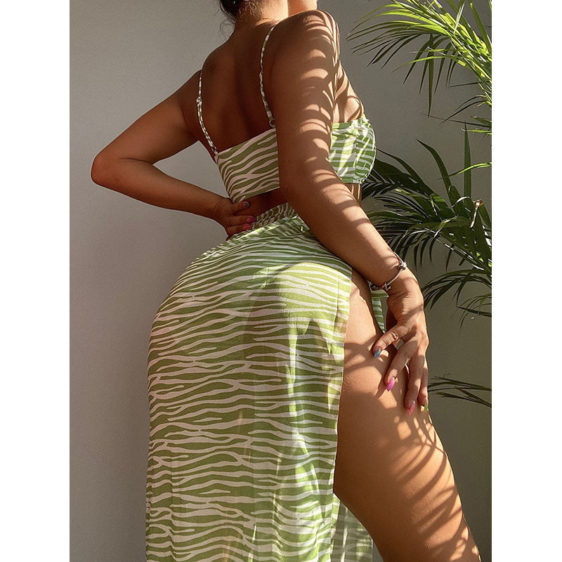 Damen Zweiteiliges Set mit Crop-Top und Wickelrock Drune