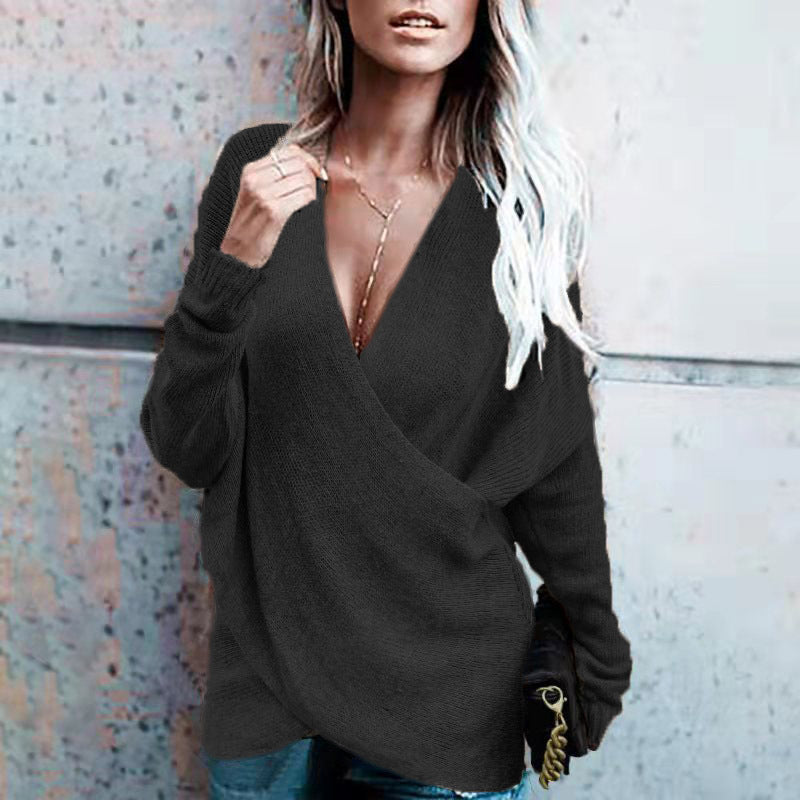Damen Wickelstrickpullover Drune
