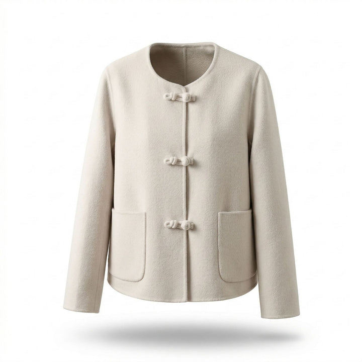 Damen Kaschmir-Mantel mit elegantem Schließe Drune