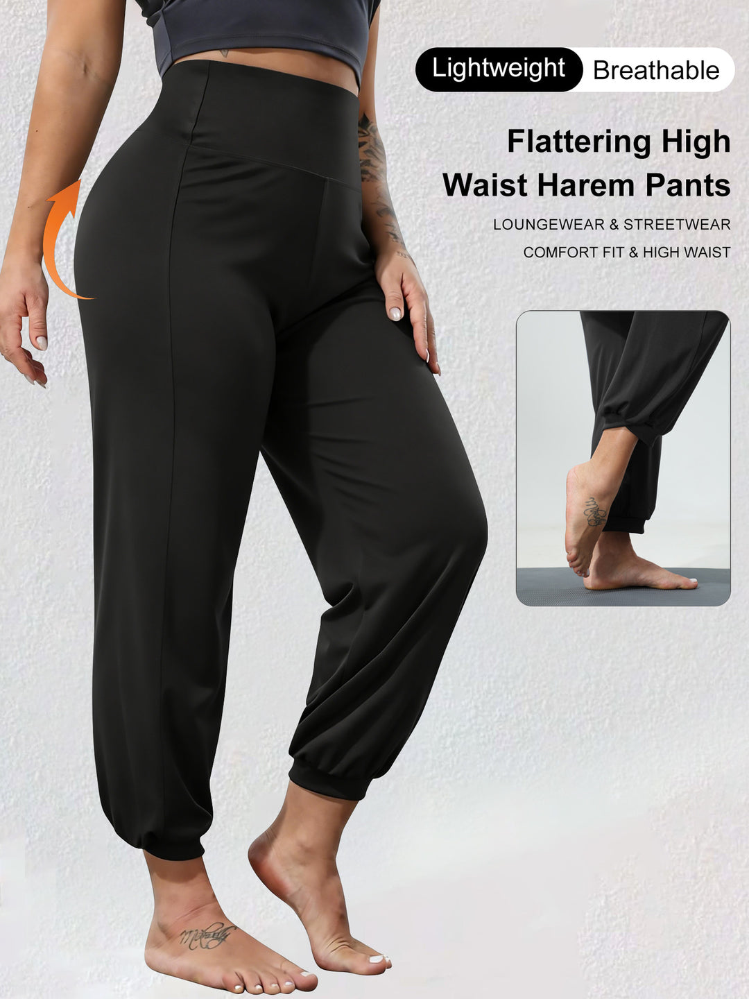 Damen Harem-Loungehose mit hoher Taille, taillierendem Schnitt und elastischen Bündchen Drune