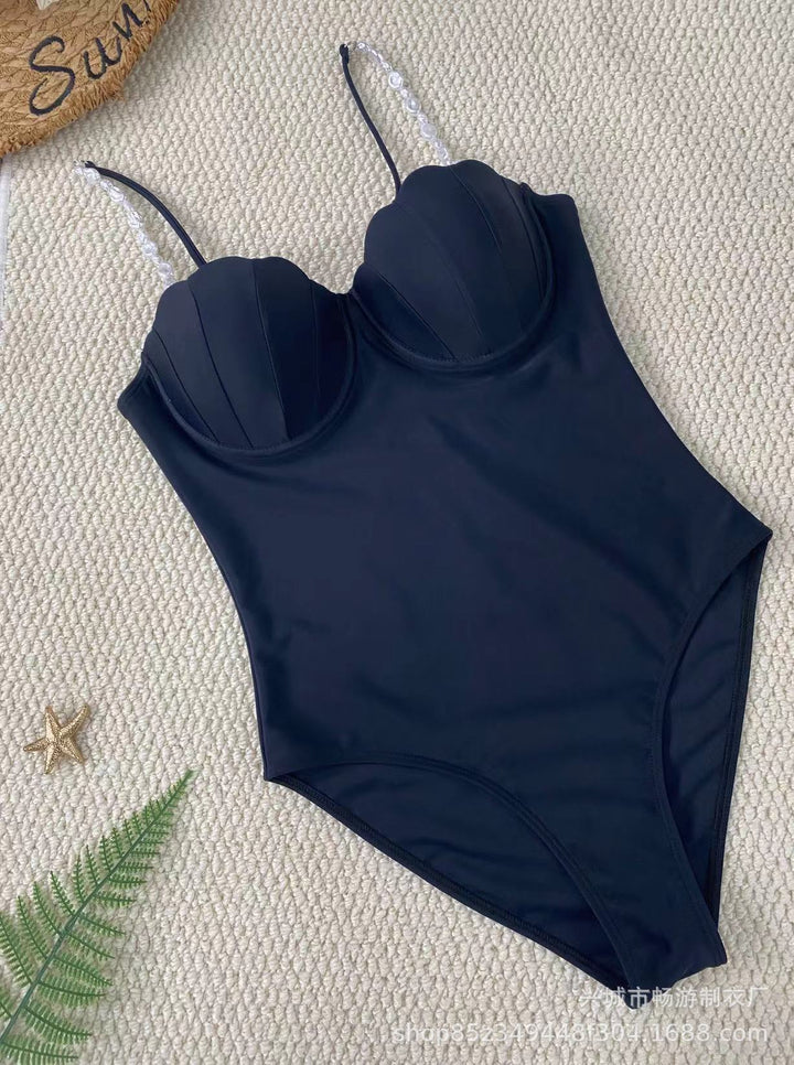 Damen Eleganter Bademode-Einteiler mit romantischen Muscheldetails Drune