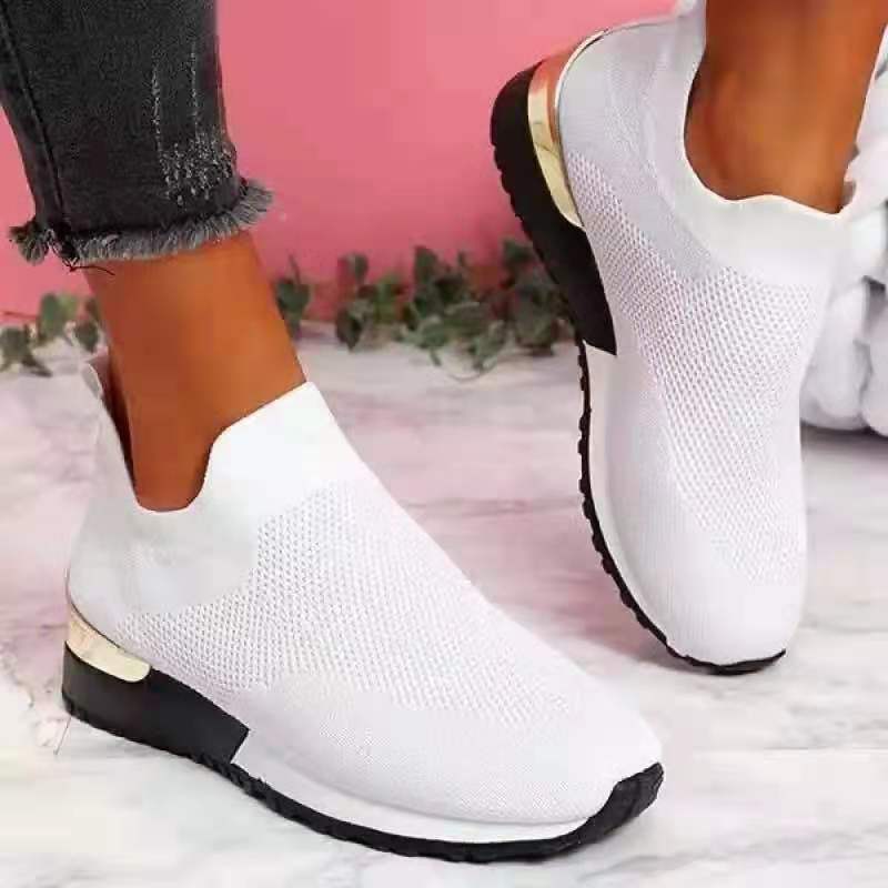 Damen Atmungsaktive Slip-On Sneaker mit trendiger Textiloberfläche und elastischem Kragen Drune