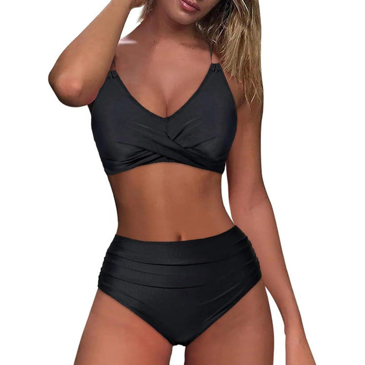 Damen High-Waist Bikini mit elegantem Wickeldesign und verstellbaren Trägern Drune
