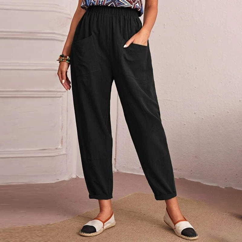 Damen Bequeme Utility-Hose mit elastischem Bund und praktischen Taschen Drune