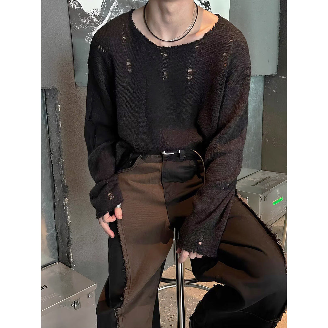 Herren Lässiger, oversized Strickpullover mit Distressed-Details Drune