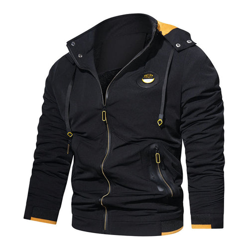 Herren leichte Kapuzenjacke im urbanen Tech‑Style mit wasserabweisenden Reißverschlüssen Drune