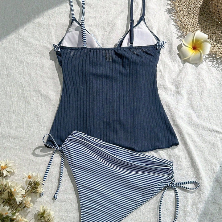 Damen lässiger Bademoden-Tankini mit Rüschendetails Drune