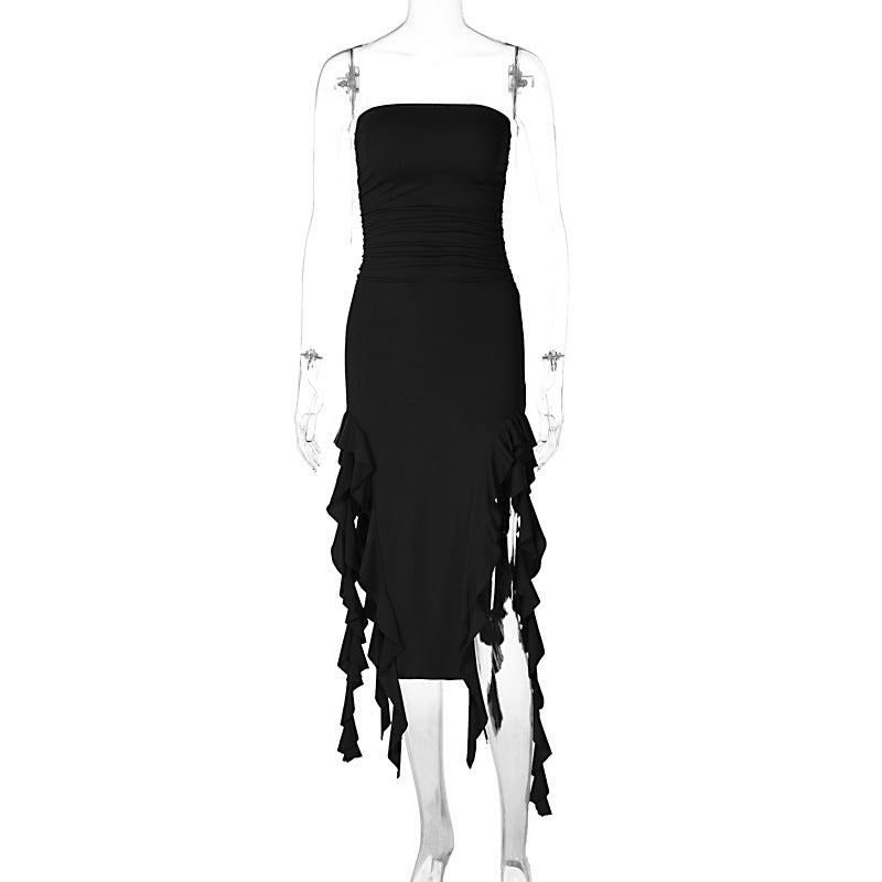 Damen Wickelkleid mit Rüschen und figurformendem Schnitt Drune