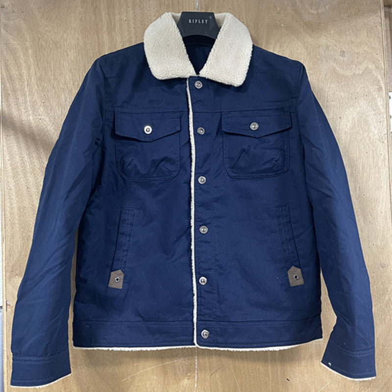Herren Utility-Arbeitsjacke aus Canvas mit Kunstfellkragen und gesteppter Innenfütterung Drune