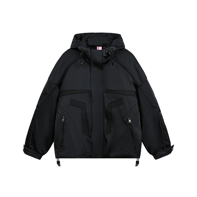 Unisex technische wattierte Kapuzenjacke mit Utility-Taschen und verstellbarem Saum Drune