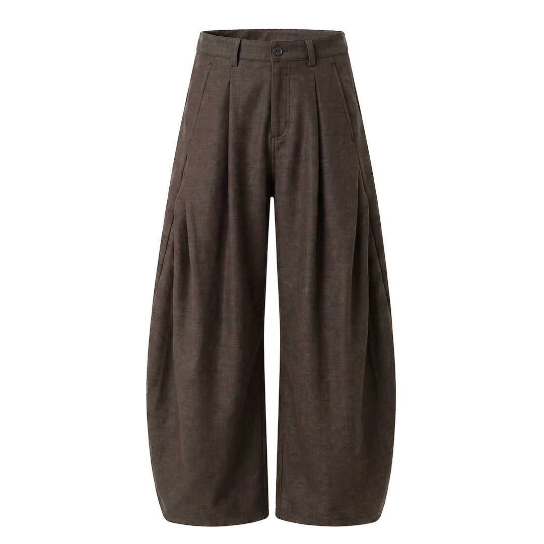Damen Weite Culotte-Hose mit ballonförmigem Bein, hoher Taille und Kellerfalten Drune