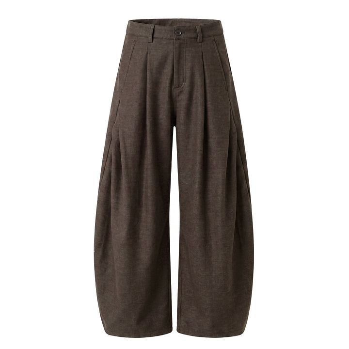 Damen Weite Culotte-Hose mit ballonförmigem Bein, hoher Taille und Kellerfalten Drune