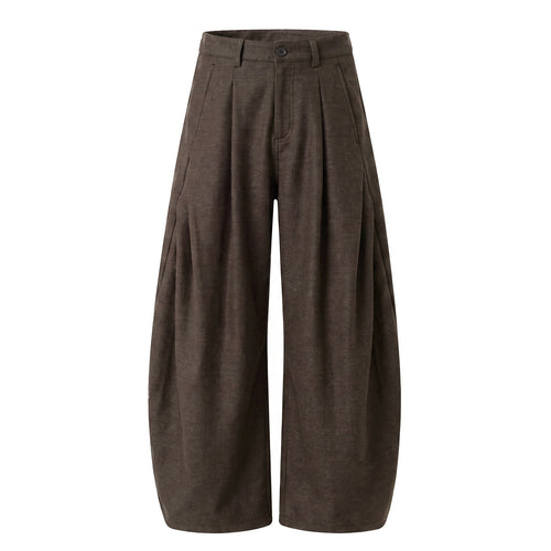 Damen Weite Culotte-Hose mit ballonförmigem Bein, hoher Taille und Kellerfalten Drune