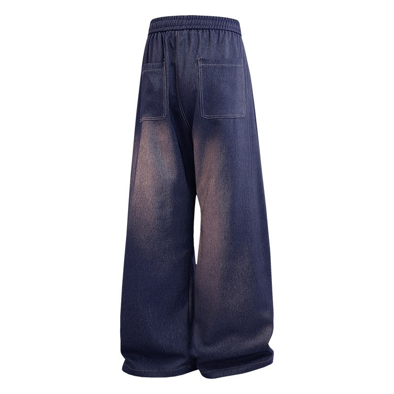 Damen Weite Denim-Jogginghose mit Elastischem Bund, Tunnelzug & Vintage-Waschung Drune