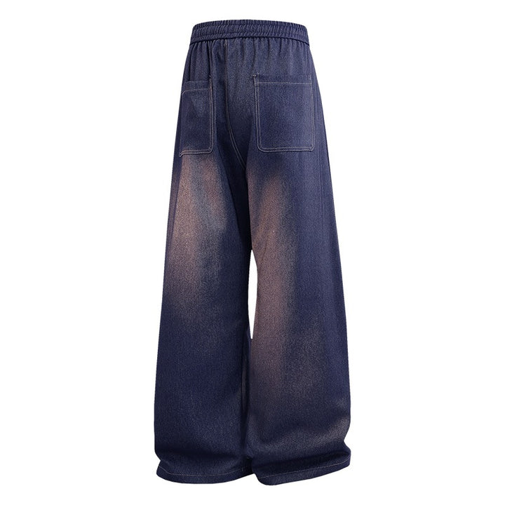 Damen Weite Denim-Jogginghose mit Elastischem Bund, Tunnelzug & Vintage-Waschung Drune