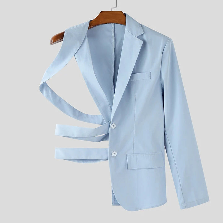 Damen nan asymmetrischer Blazer mit Riemendetails und Reverskragen Drune