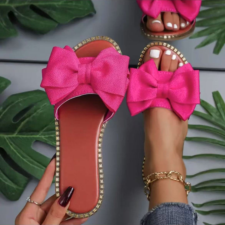 Damen Flip-Flops mit dekorativem Schleifen-Design und rutschfester Sohle Drune