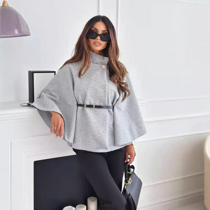 Damen Elegante Umhängetunika mit Taillengürtel und weiten Ärmeln Drune