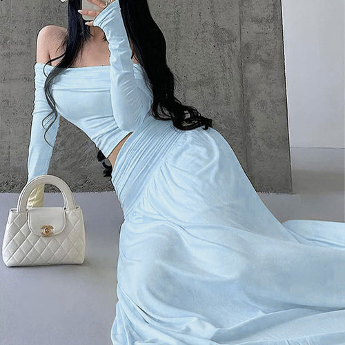 Damen Maxikleid mit eleganter Raffung und Off-Shoulder Design Drune
